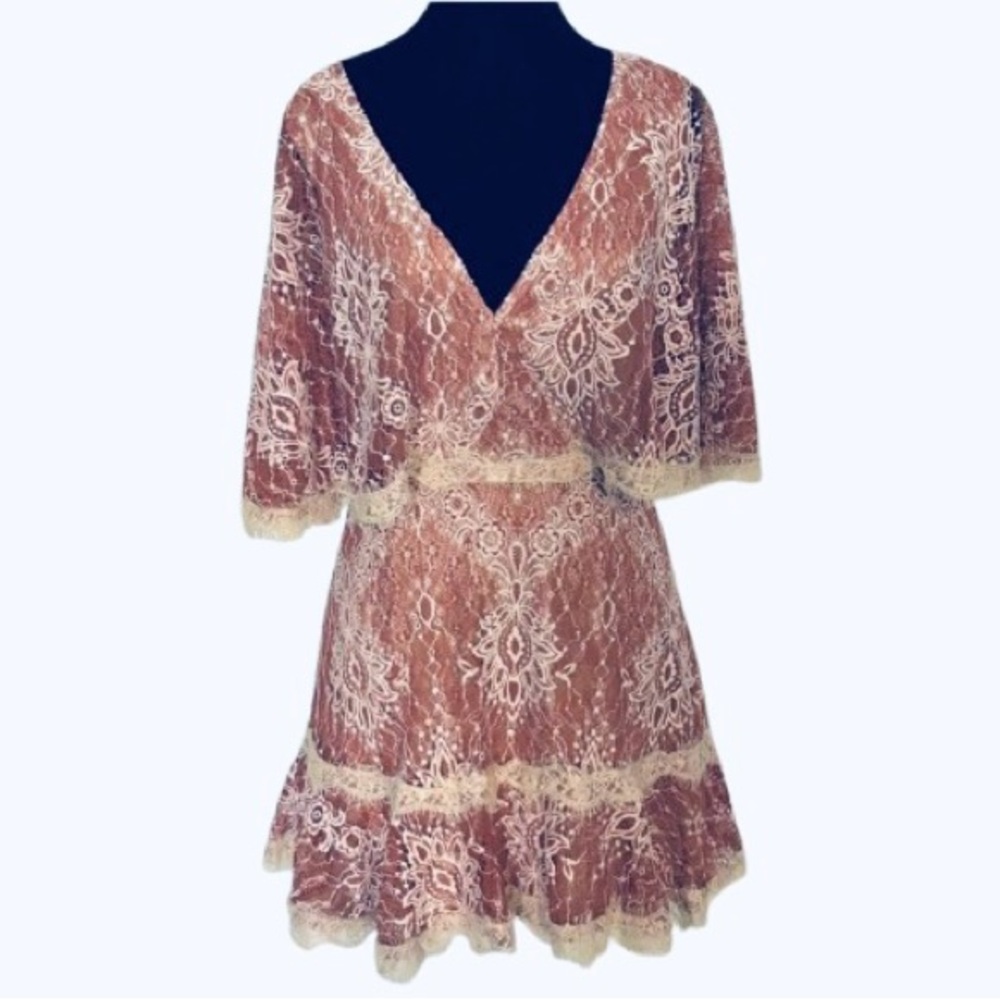 Country Western Lace Caped Shoulder HERE COMES THE SUN Dress Cowgirl Boho Cotton